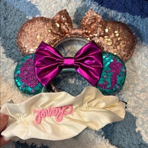 2 Disney Minnie Ears Headband + 1 Barbie Headband